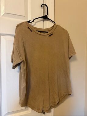 aerie Camel Crewneck Short Sleeve Tee